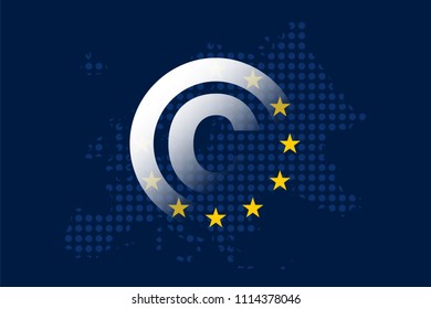 Copyright In The Digital Single Market Concept On European Union Flag