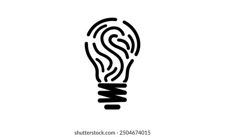 copyright emblem, light bulb like fingerprint, black isolated silhouette