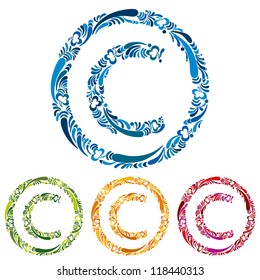 Copyright floral symbol, vector.