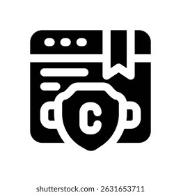 copyright glyph icon. Strong and solid vector icon for websites, mobile interfaces, presentations, and visual branding. High quality and easy to edit.