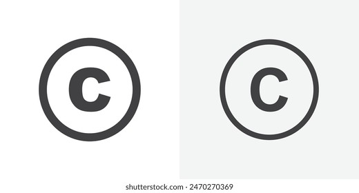 Derechos de autor gráfico. Marca comercial Derechos de autor C Vector reservado. Símbolo de la letra C de la Licencia del producto comercial. Derechos de autor de protección legal C Vector.