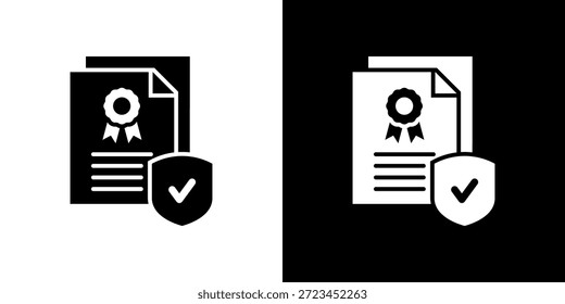 Icono de Lineamientos de Derechos de autor relleno en blanco y negro.