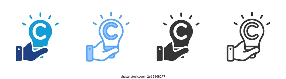 Copyright Holder icon set multiple style collection