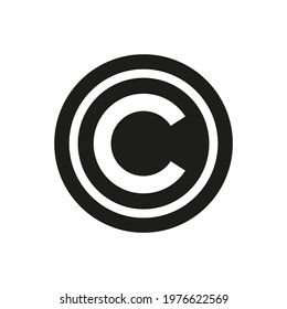 Copyright icon, C letter label for UI design button. Intellectual property protection symbol for websites and mobile apps design.