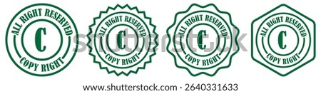 Copyright icon collection on white background. Copyright symbol in a circle. Classic copyright icon design. All rights reserved
