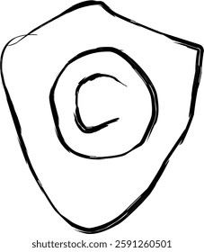 copyright icon in doodle style