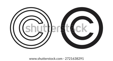 Copyright icon in filled, thin line, stroke style for website and apps