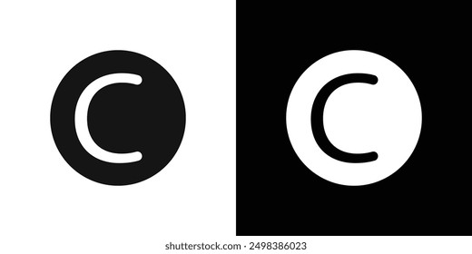 Copyright icon flat line symbol set.