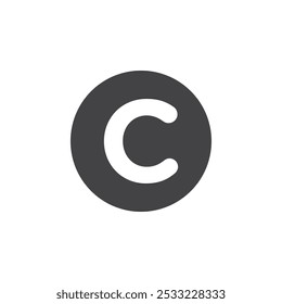 Copyright icon Flat simple outline set