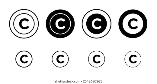 Copyright icon Flat simple outline set