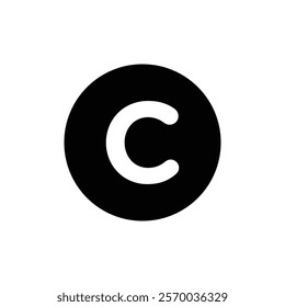Copyright icon Flat simple outline set