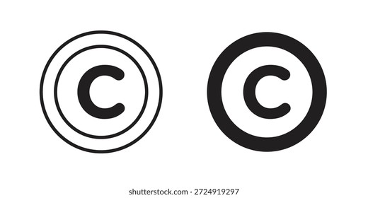 Icono de Derechos de autor plano y colección de trazo para el trabajo de UI UX.