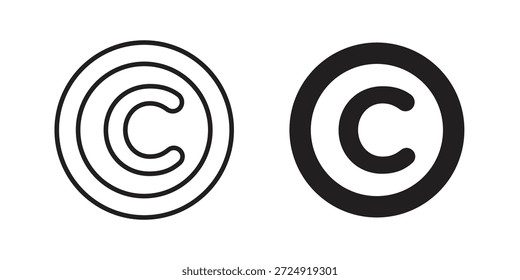 Icono de Derechos de autor plano y colección de trazo para el trabajo de UI UX.