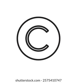 Copyright icon Flat vector set outline