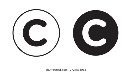 Glifo de icono de Derechos de autor y concepto de símbolo de línea delgada de conjunto de líneas.