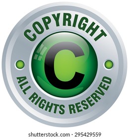 copyright icon, green button
