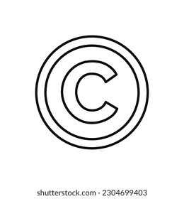 Icono de derechos de autor aislado en fondo blanco