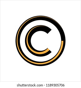 Copyright Icon, Copyright Letter C Symbol Vector Art Illustration