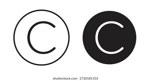 Icono de Derechos de autor en diseño de línea. Sencillo Vector de iconos