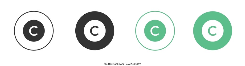Icono de Derechos de autor Conjunto de iconos de Vector de línea plana mínima.