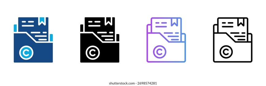 Copyright Icon Multiple Style Vector Illustration
