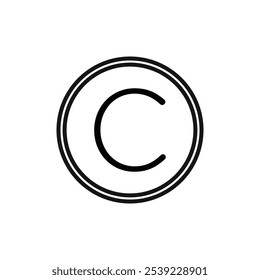Copyright icon outline collection or set in black and white