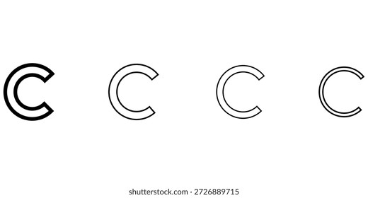 Vector de contorno de icono de Derechos de autor. Logotipo lineal delgado