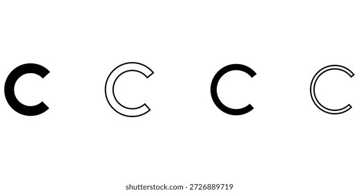 Vector de contorno de icono de Derechos de autor. Logotipo lineal delgado