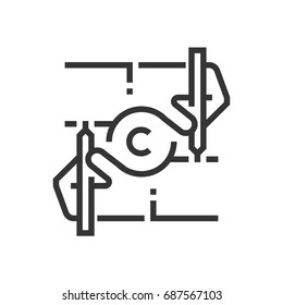 Copyright icon, part of the square icons, law and justice icon set. The illustration is a vector, editable stroke, thirty-two by thirty-two matrix grid, pixel perfect file.