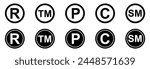 Copyright icon. Registered Trademark Icon. Set of registered trademark symbols. Vector illustration