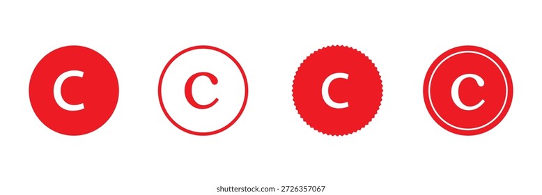 Conjunto de iconos de Derechos de autor. Icono de Marca comercial de símbolo C. Icono de símbolo de marca de Derechos de autor. Marca inteligente y derecho de Marca comercial