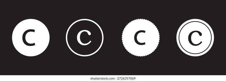 Conjunto de iconos de Derechos de autor. Icono de Marca comercial de símbolo C. Icono de símbolo de marca de Derechos de autor. Marca inteligente y derecho de Marca comercial
