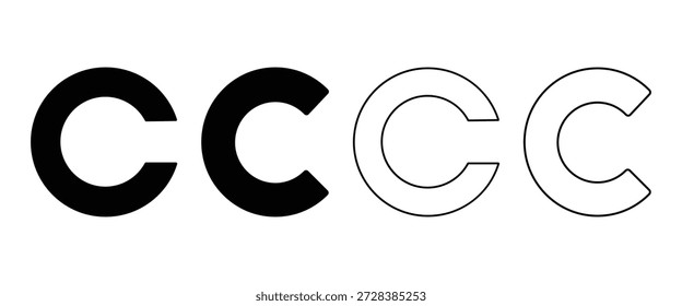 Conjunto de iconos de Derechos de autor: símbolos de Derechos de autor rellenos y esquemáticos para Propiedad intelectual y protección legal Vector