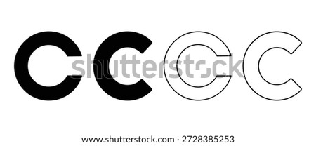 Copyright Icon Set – Filled and Outline Copyright Symbols for Intellectual Property and Legal Protection Vector