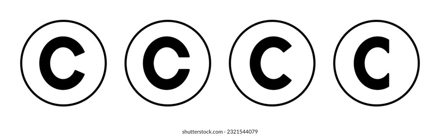 Ilustración del conjunto de iconos de derechos de autor. signo de copyright y símbolo