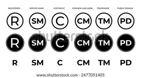 Copyright icon set illustration. Sign and symbol
