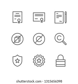 Copyright Icon Set Including Certificate, Patent, Signature, Plagiarism, Copyright, Guarantee, Original, Private