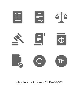 Copyright Icon Set Including Content, Legal, Ownership, Law, Patent, Copyright, Lawbook, Trademark