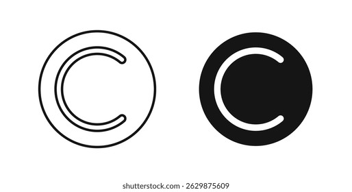 Copyright icon set on white background