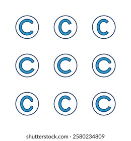 Copyright icon set. copyright symbols