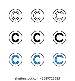 Copyright icon set. copyright symbols