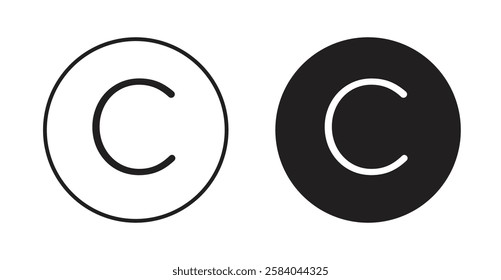 Copyright icon set in thin line. vector illustrations for web