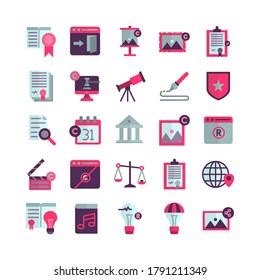 Copyright icon set vector flat for website, mobile app, presentation, social media. Suitable for user interface and user experience.