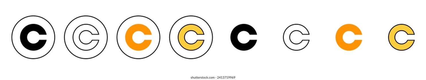 vector conjunto de iconos de derechos de autor. signo de copyright y símbolo