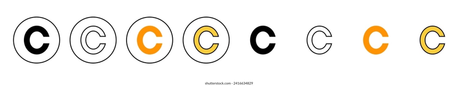 Copyright icon set vector. copyright sign and symbol