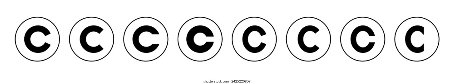 Copyright icon set vector. copyright sign and symbol