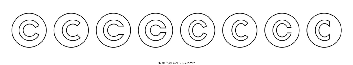 Copyright icon set vector. copyright sign and symbol