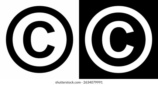 Copyright icon set vector in two styles isolated on white background . Copyright button