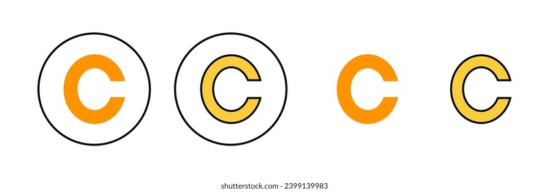 Icono de derechos de autor establecido para la aplicación web y móvil. signo de copyright y símbolo
