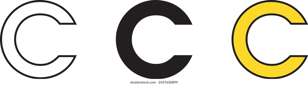 Copyright icon, Sign collection in lined, isolated and colored style. Vector Illustration